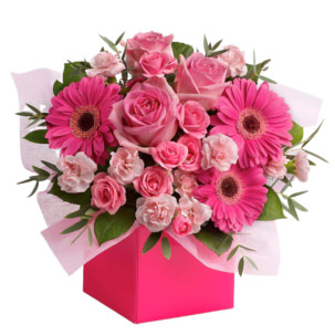 Цветы в коробке "Розовый микс"